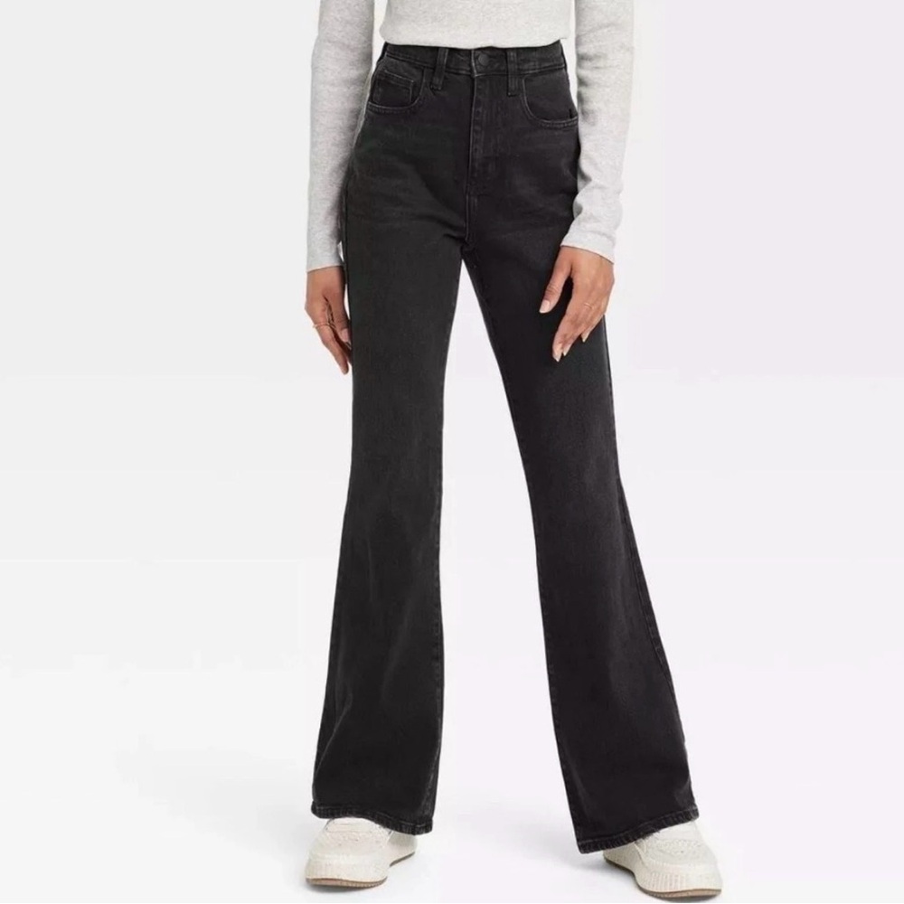 Universal Thread Women's High-Rise Flare Jeans Black Wash Long Size 14